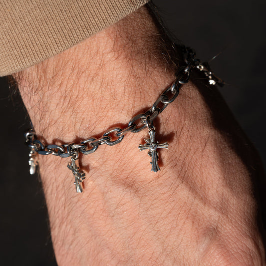 BRAZALETE CHARM CROSS (PLATA)