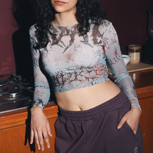 CROPPED TRANSPARENTE MARKET (CHARCOAL)